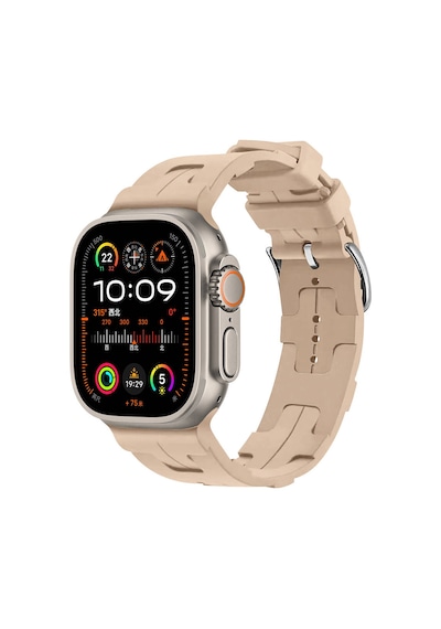 Ekılıf - Apple Uyumlu  Watch Ultra 49mm - Kordon Silikon Kordon Krd-92 - Kahve Açık