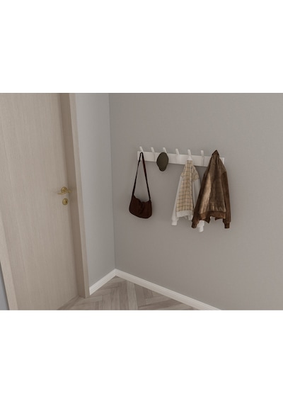 Hepsi3boyutlu Modern Duvar & Kapı Kanca Askılık - 7 Adet Beyaz Kanca Askılık - Model No : 3 Beyaz