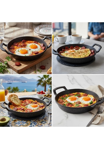 Deconox 2'li Granit Alüminyum Döküm Sahan Seti / Yapışmaz Yumurta & Kızartma Tavası / Granit Omlet Tavası 18cm Diğer