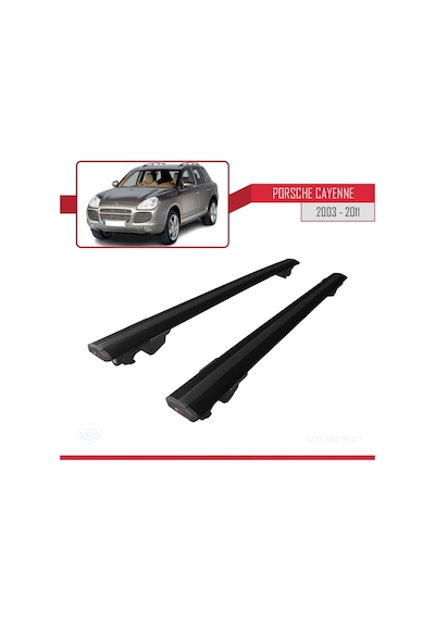 Porsche Cayenne 2003-2011 Arası İle Uyumlu Hook Model Anahtar Kilitli Ara Atkı Tavan Barı Siyah
