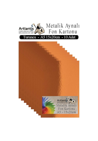 Metalik Aynalı Fon Kartonu 10 Lu A5 15x20 Cm 1 Paket Okul Sınıf Dekoratif Pırıltılı Folyo Kağıt Dekoratif Anasınıfı Kreş Turuncu