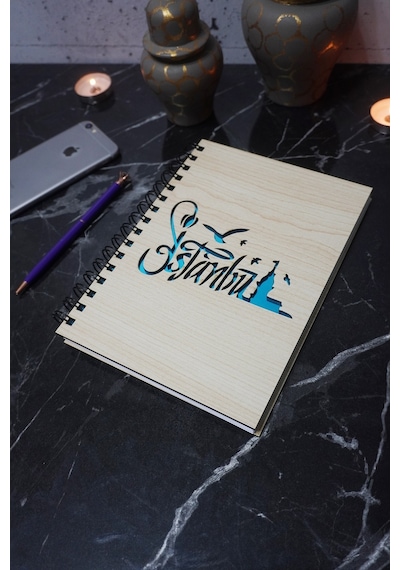 Istanbul Konsept Tasarım Ahşap Kapaklı Defter - Ajanda - Notebook Defter Düz Ahşap Rengi Banu