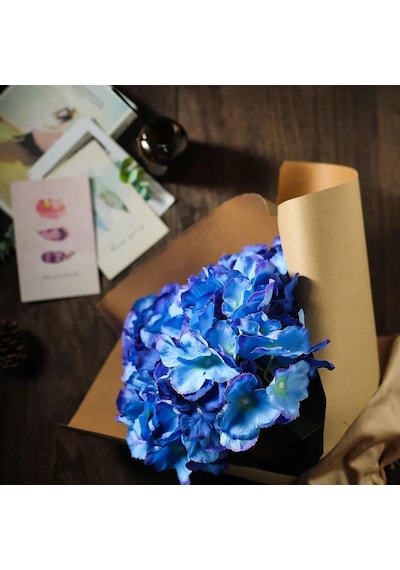 Yapay Çiçek Ortanca Çiçeği Demeti 43 Cm Mavi Koyu