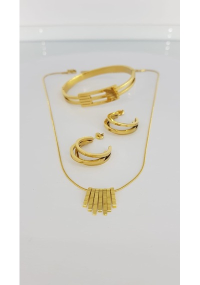 Kaburga Gold Çelik Takı Seti Sns50026871 Gümüş - Rose Gold