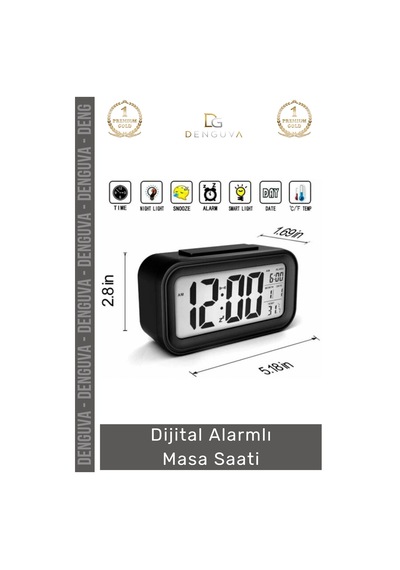 Saat Dijital Akıllı Sensörlü Işıklı Termometreli Ev Dekoratif Sessiz Alarmlı Masa Çalar Saat Çok Renkli