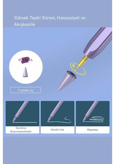 İpad 11. Nesil A16 Dokunmatik Kalem Uyumlu Avuçiçi Red Ve Eğim Özellik Manyetik Yapışan Dijital Pen Lavender