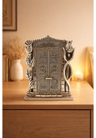 Kâbe Kapısı Figürü Silver Renk Dekoratif Biblo Manevi Ve Anlamlı Hediye 25 Cm