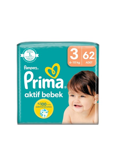 Bebek Bezi Aktif Bebek 3 Beden 62 Adet Fırsat Paketi