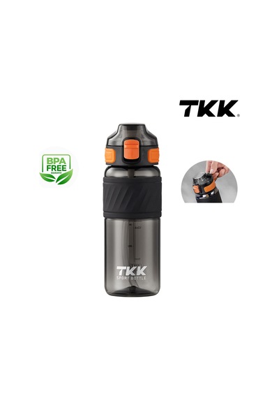 Tkk T1025 Çift Kullanım Pipetli/rahat İçim Siyah Tritan Matara 600ml