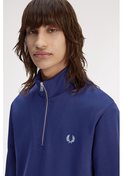 Fred Perry M3574 Half Zip Erkek Sweatshirt Mavi