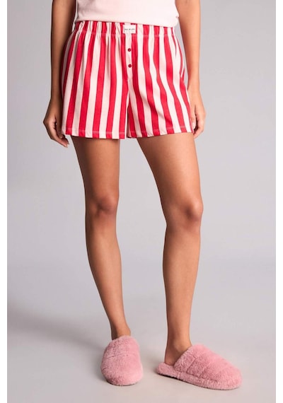 Defacto Regular Fıt Şortlu Kısa Kollu Baskılı 2li Pijama Takımı H7408ax26hsrd197 Kırmızı-rd197