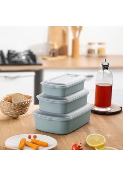 Valfy Vakum Subaplı Saklama Kabı Seti 3'lü Paket - 2.6 Litre - Derin Dondurucuya Uygun Bulaşık Makinesinde Yıkanabilir