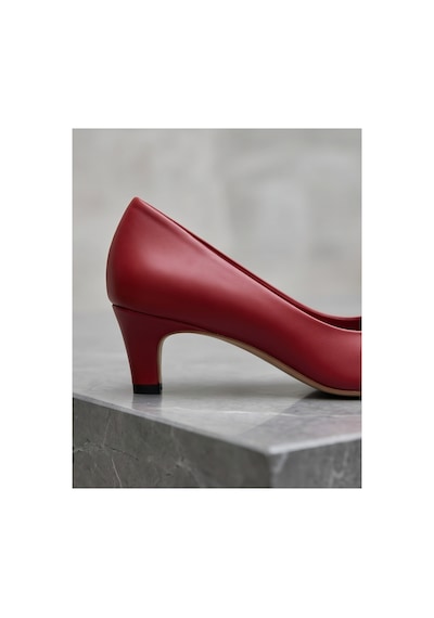 Futsishoes Rowan Kırmızı Hakiki Deri Stiletto Kısa Topuklu Ayakkabı