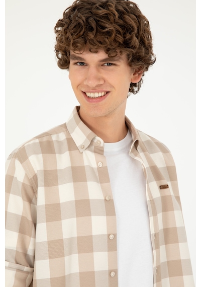 U.s. Polo Assn. Erkek Taş Gömlek Desenli 50288856-vr049 Taş