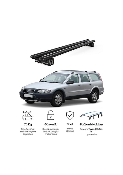 Pençe Volvo Xc70 Ara Atkı 1998-2007 Uyumlu Siyah Ara Atkı Port Bagaj Tavan Barı