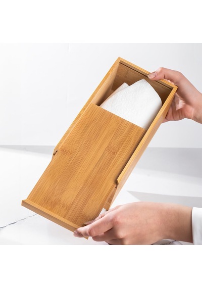Porsima 0006 Bambu Peçetelik Ahşap Dekoratif Peçetelik Masaüstü Peçetelik Peçete Düzenleyici Peçete Kutusu Diğer