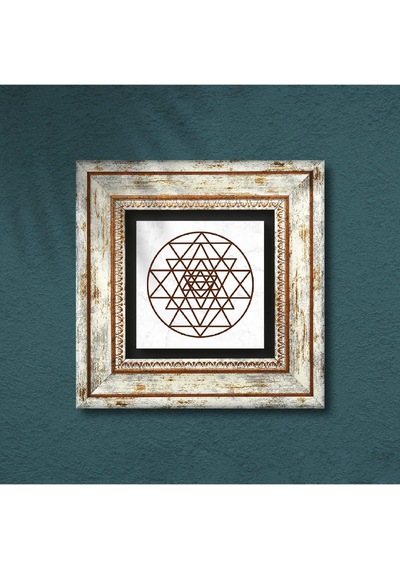 Sri Yantra Taş Duvar Tablosu - Çerçeveli Taş Tablo - Dekoratif Duvar Sanatı - Modern Ev Ve Ofis Duvar Dekoru T1-175