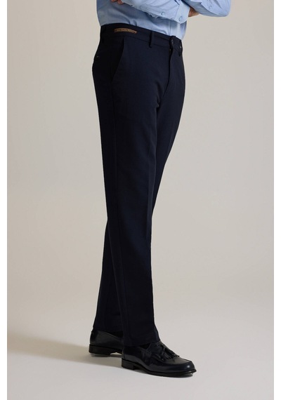 Erkek Lacivert Regular Fit Yan Cepli Kışlık Kanvas Pantolon