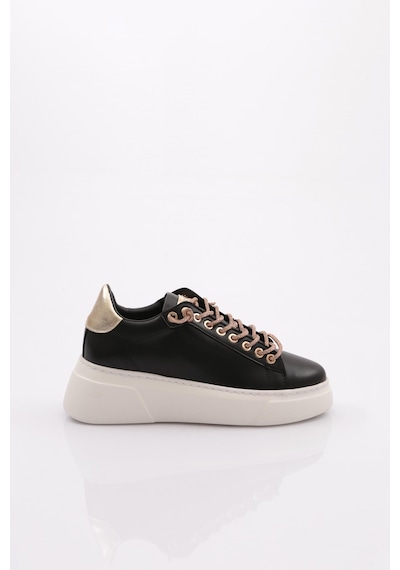 Dgn Es854 Kadin Kalin Taban Silver Taş Bağcikli Sneakers Ayakkabi ES854-2007-R12593 Siyah - Beyaz