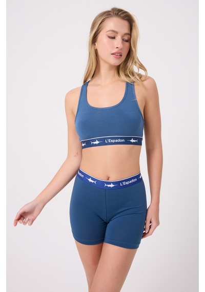Athleshorts Yüksek Bel Kadın Uzun Boxer Şort-3270 Mavi