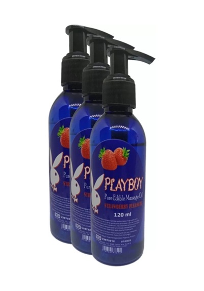 Hubrendy Sh Playboy Pure Edible Massage Oil 120ml Çilek Aromalı Masaj Yağı 3 Adet