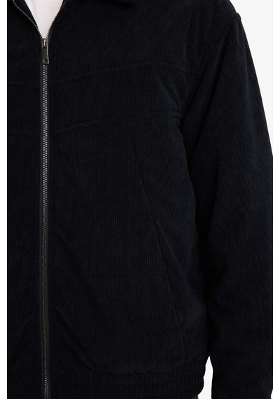 Defacto Oversize Fermuarlı Kadife Mont E9186ax25aubk27 Siyah-bk27