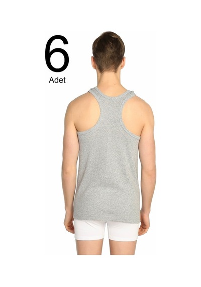 Erkek Siyah Askılı 6'lı Paket Ribana Spor Atlet 0058 - Yıldızı 001