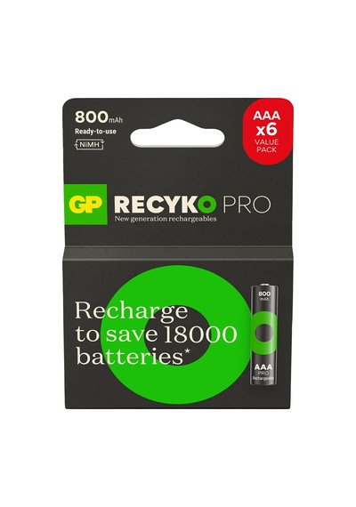 Batteries Recyko Pro Aaa İnce Ni-mh Şarjlı Pil, 1.2 Volt, 6'lı Kart
