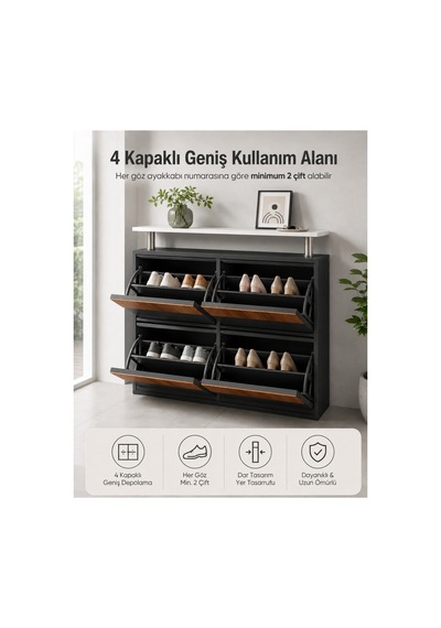 Metal Düşer Kapak Ayakkabılık Kayar Raflı Ayakkabılık 2+2 Antrasit Antrasit-ahşap Metal Düşer Kapak Ayakkabılık Kayar Raflı Ayakkabılık 2+2 Antrasit Antrasit-ahşap