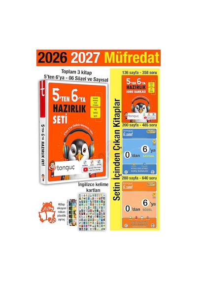 5'ten 6'ya Hazırlık Seti 2026 3 Kitap Yaz Tatili 2027 5. Sınıf Tekrar 6. Sınıf Konu Özetli İngilizce Kartlar
