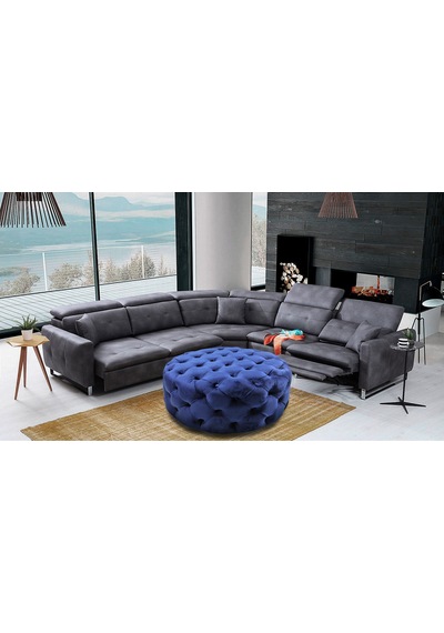 Yuvarlak Chester Model Kapitoneli Oval Orta Puf- Modern Puf