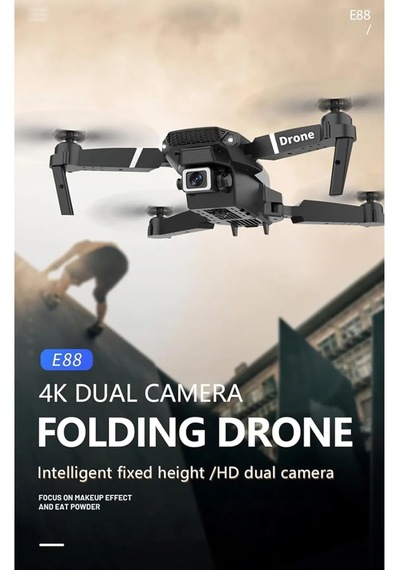 E88 4k Hd Çift Kameralı App Kontrol Wifi Katlanabilir Drone Siyah