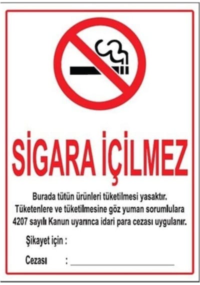 Sigara Içilmez Uyarı Levhası -dekota Üzeri Baskı-35x50 Diğer