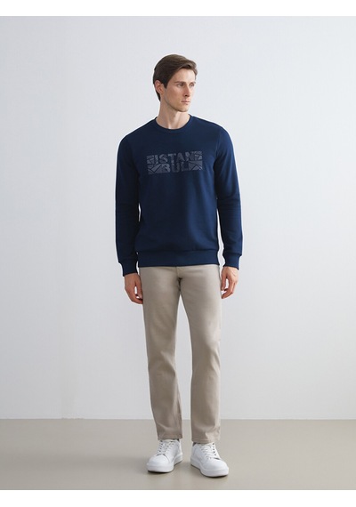 LC Waikiki Lc Waıkıkı Lacivert Bisiklet Yaka Uzun Kollu Sweatshirt