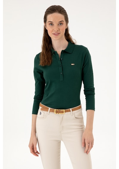 U.S. Polo Assn. Kadın Koyu Yeşil Basic Polo Yaka Sweatshırt 50313593-VR079