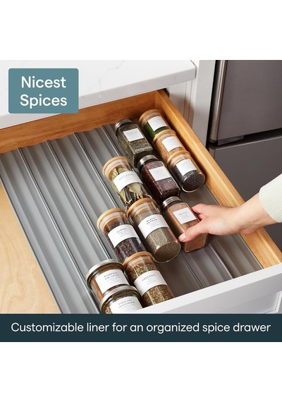 Spiceliner Baharat Rafı Çekmece Düzenleyici Universal Fit 10' Rulo , Gri Belirtilmemiş
