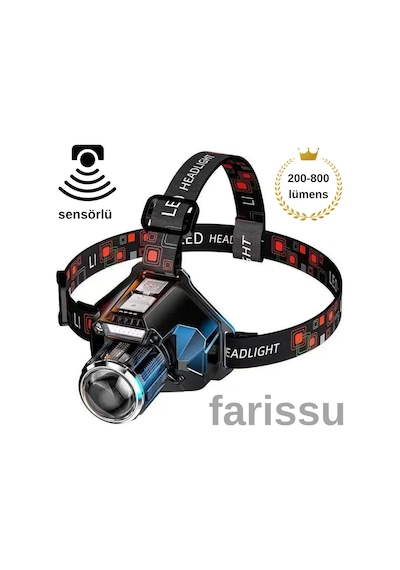 Şarjlı Sensörlü Led Kafa Lambası Tga-110 Siyah