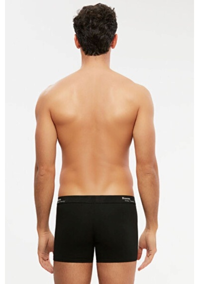 Kom Tight Pamuklu 2 Li Klasik Erkek Boxer 47% Pamuk, 47% Modal Pamuk, 6% Elastan Siyah