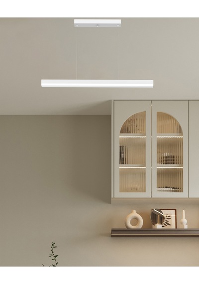 Magro 80cm Beyaz Kasa, Sarı Işık Modern Sarkıt Led Avize Beyaz