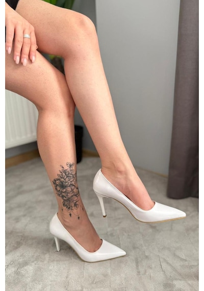 Preshley Kadın Adel Beyaz Rugan İnce Topuklu Stiletto Beyaz