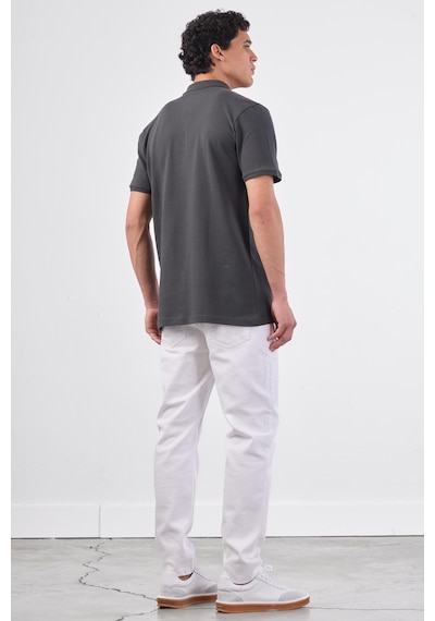 Dufy Antrasit Polo Yaka Pamuklu Düz Renk Slim Fit Erkek T-shirt Antrasit