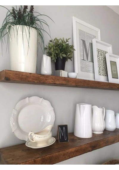 Dekoratif Yüzen Ahşap Raf 2'li 100x20x4 Cm Gizli Monte Demir Aparatı Ile Göndermekteyiz Bej