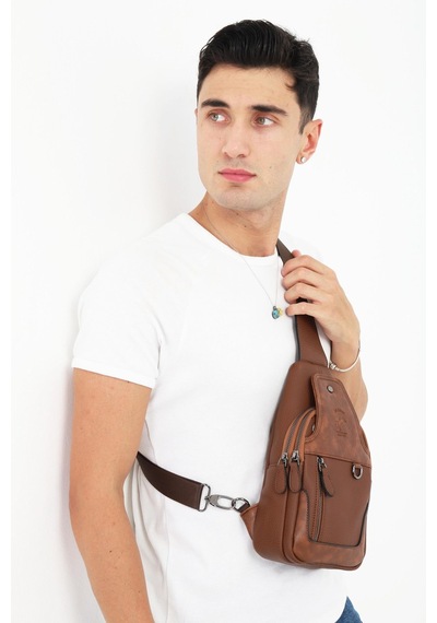 Taba Çok Bölmeli Çapraz Askılı Göğüs Omuz Çantası Bodybag Taba