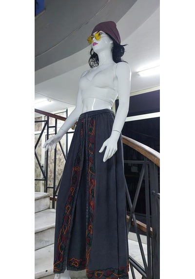 Eren Style Otantik Nakış İşlemeli Harem Şalvar Pantolon Antrasit