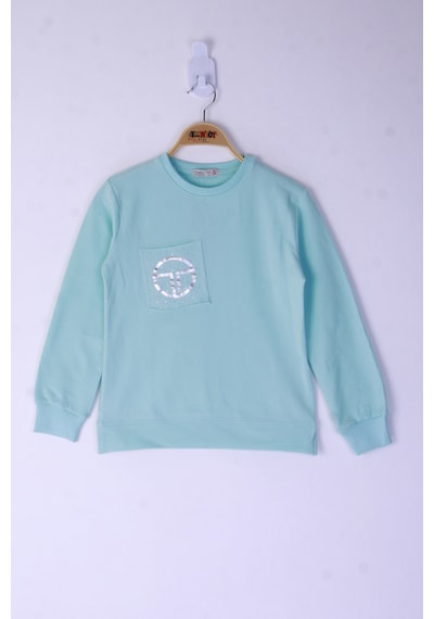 Toontoy Kız Çocuk Cebi Arma Baskılı Sweatshirt Sarı