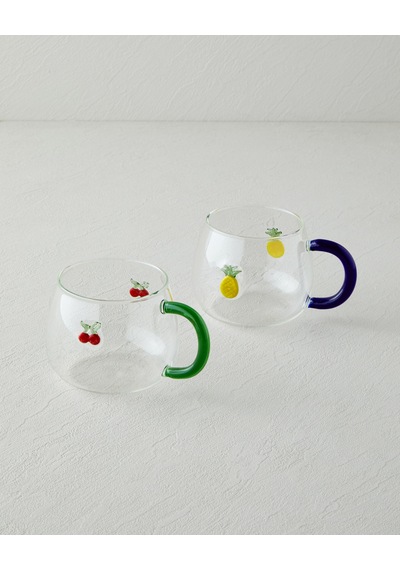 English Home Pineapple Borosilikat Cam Kupa 400 Ml Sarı-lacivert
