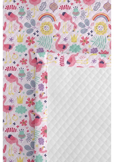 Evimde Bambaşka Pembe Flamingo Kız Çocuk Pike Takımı-pastel Gökkuşağı Çiçekli Bebek Odası Yatak Örtüsü-160x220 CM Evimde Bambaşka Pembe Flamingo Kız Çocuk Pike Takımı-pastel Gökkuşağı Çiçekli Bebek Odası Yatak Örtüsü-160x220 CM