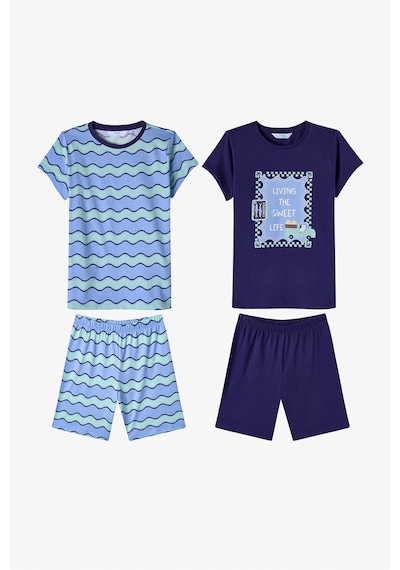 Penti Mavi Erkek Çocuk Blue Waves Pamuklu 2'li Pijama Takımı