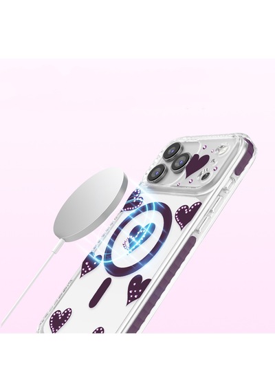 İphone 17 Pro Max Uyumlu Kılıf M-safe Şarj Özellikli Zore Paris Elvo Sert Pc Kapak Bordo