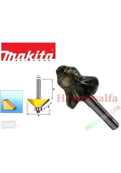 Makita D-09488 Rulmanlı Kenar Alma Açılı Uç Freze Bıçağı 6 Mm